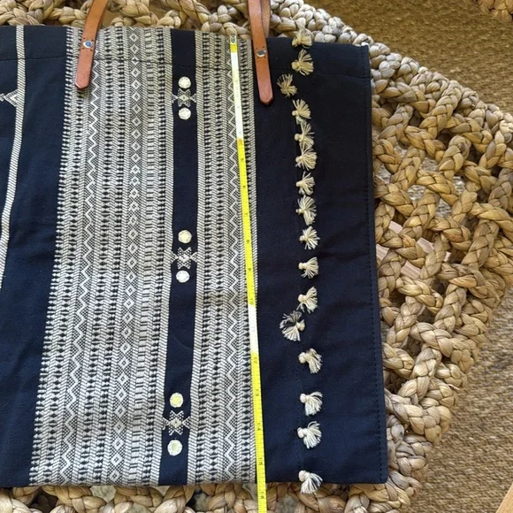 Madewell Embroidered Black and Tan Tote Bag - Picture 5 of 7